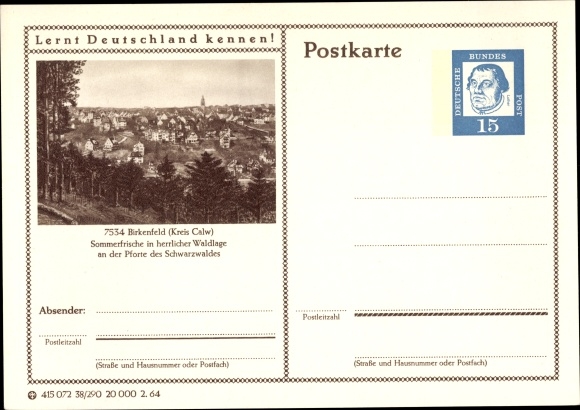 Postwaardestuk ansichtkaart Birkenfeld in Württemberg, uitzicht op de plaats
