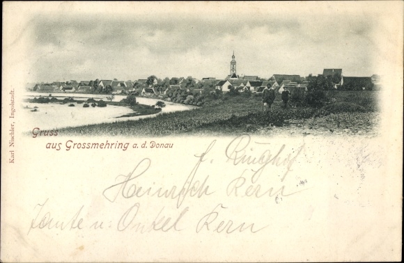Postcard Großmehring on the Danube Upper Bavaria, general view