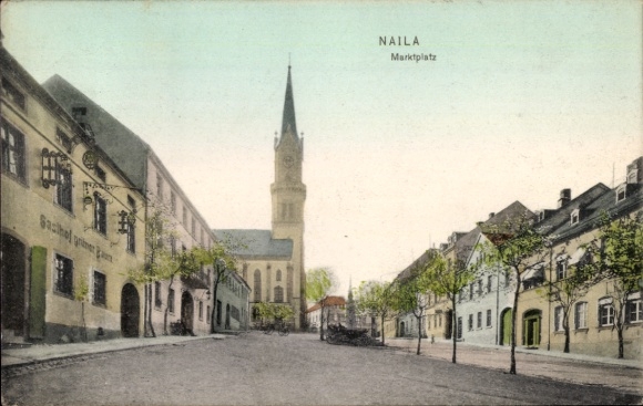 KP Naila w Górnej Frankonii, rynek, zajazd Grüner Baum, kościół