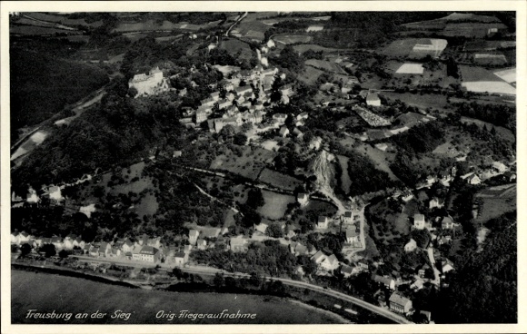 Postcard Freusburg Kirchen an der Sieg, aerial photograph