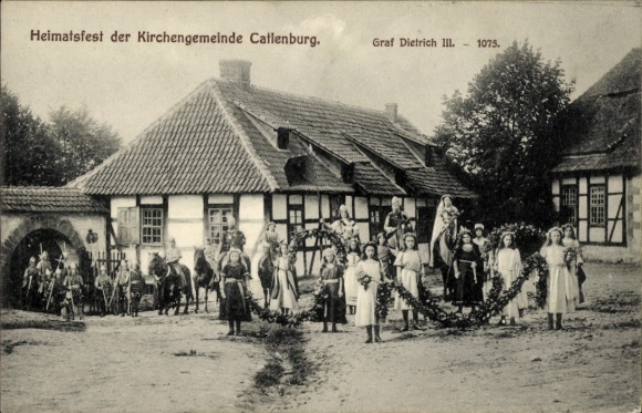 Postcard Katlenburg Lindau, local festival of the parish, Count Dietrich III.