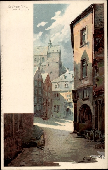 Künstler Litho Cochem an der Mosel, Marktplatz