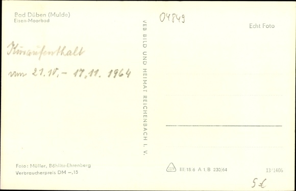 Postcard Bad Düben an der Mulde, Eisenmoorbad