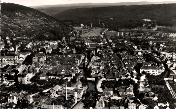 Ak Ettlingen in Baden, Bergblick, Stadtansicht, Albtal,  Architektur