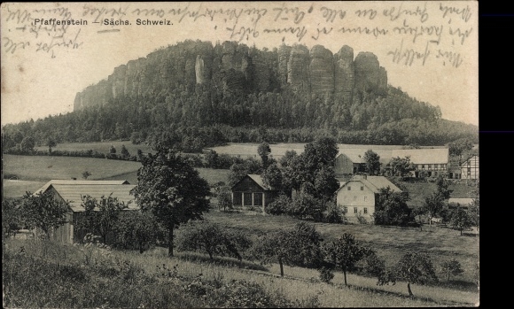 Ak Königstein aan de Elbe Saksisch Zwitserland, Pfaffenstein, Felsen