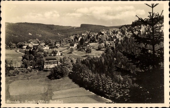 Postcard Bärenstein Altenberg Erzgebirge, panoramic view, village view, nature, Erzgebirge, historic...