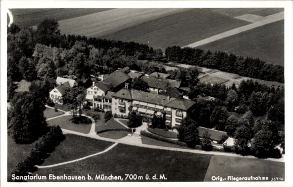 KP Ebenhausen w Górnej Bawarii, zdjęcie lotnicze, sanatorium
