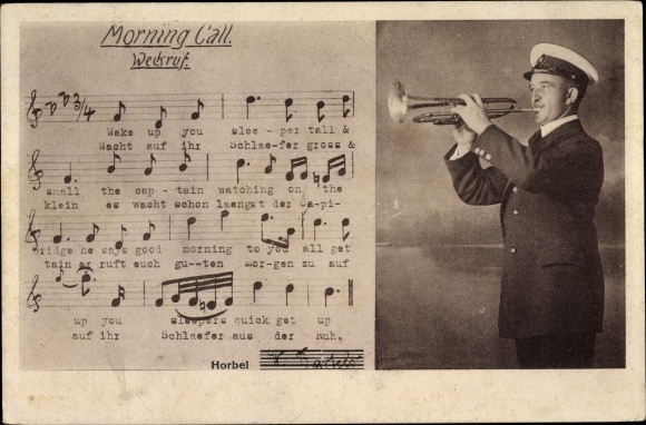 Song Postcard Morning Call, Wake Up Call, Sailor with Trimpet6e, Planer, Bartelo