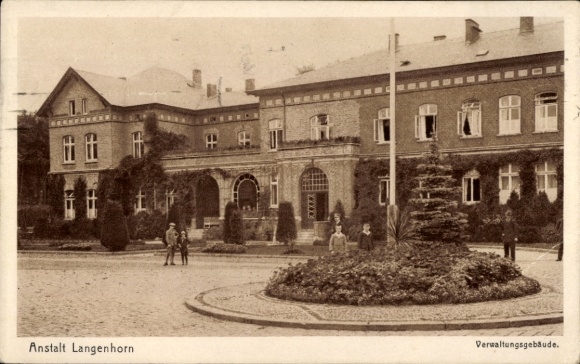 Postcard Hamburg Nord Langenhorn, institution, administration building