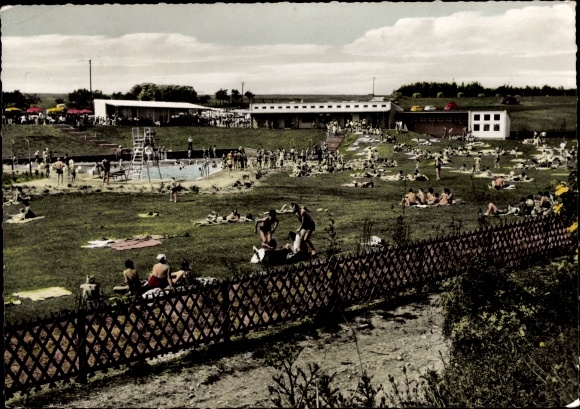 Postcard pus field Hesse, swimming pool