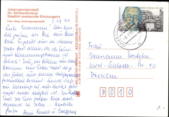 Postcard Sauschwemme Johanngeorgenstadt in the Ore Mountains, Inn Sauschwemme, guest room, exterior views