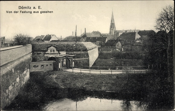 Postcard Dömitz on the Elbe, seen from the fortress