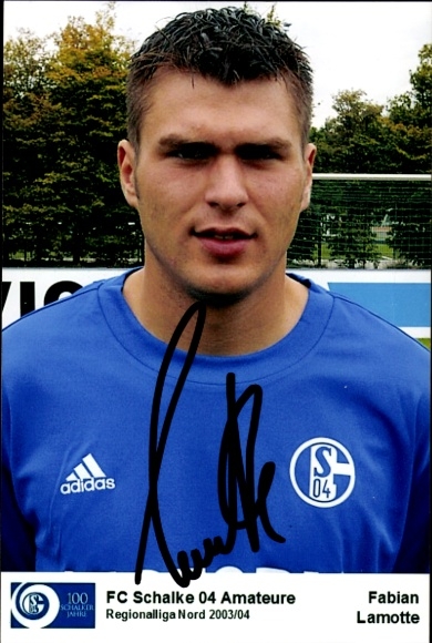 Karta z autografem piłkarza Fabiana Lamotte'a, FC Schalke 04, autograf