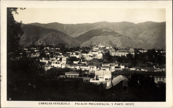 Postcard Caracas Venezuela, Presidential Palace, partial view