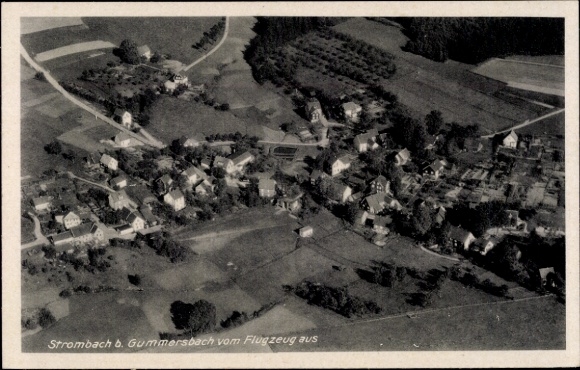 Postcard Strombach Gummersbach in the Oberbergischer Kreis, aerial photograph, houses, landscape, airplane Sich