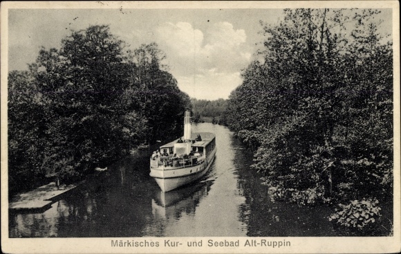 Postcard Altruppin Neuruppin in Brandenburg, excursion boat on the canal