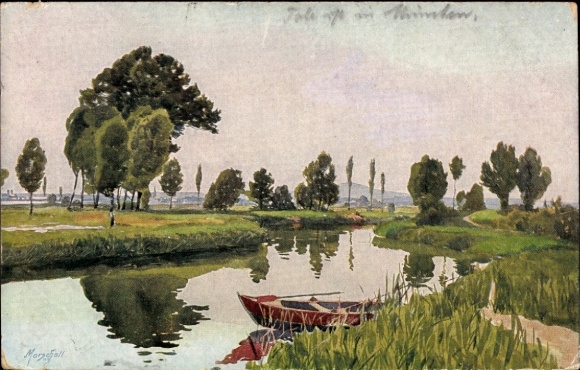 Artist Postcard Marschall, J., At Lake Constance, shot muzzle