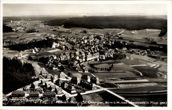 Postcard Sankt Georgen im Schwarzwald, aerial photograph