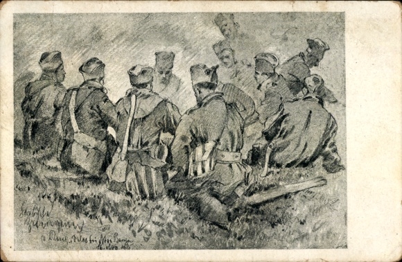Künstler Ak Serbische Gefangene in Uniform