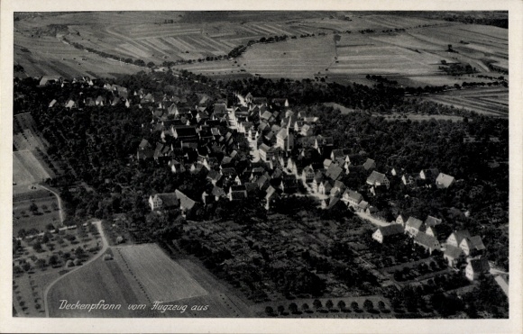 Postcard Deckenpfronn in Baden Württemberg, aerial photograph