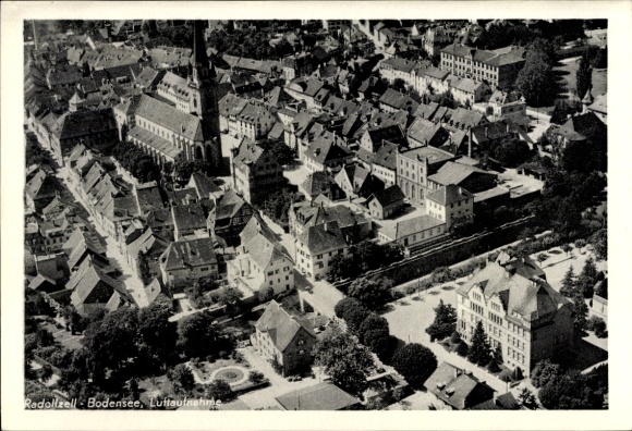 Postcard Radolfzell am Bodensee, aerial photograph