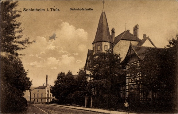 Postcard Schlotheim in Thuringia, Bahnhofstraße