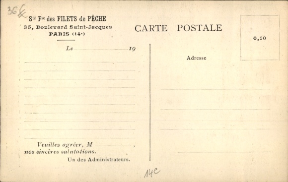 Ak Observatorium Parijs XIV, Boulevard Saint Jacques, Societe Francaise des Filets de Peche