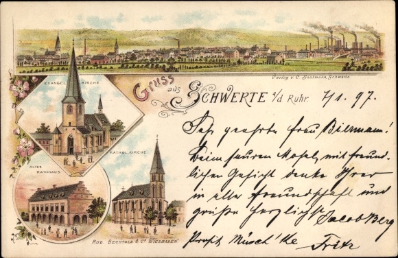 Litho-zwaarden aan het Ruhrgebied, overzicht, Ecf. Kerk, katholieke kerk, het oude stadhuis