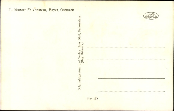 Postcard Falkenstein Oberpfalz Bavarian Ostmark, town view, castle