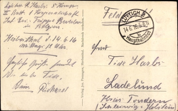 Postcard Herbesthal Lontzen Wallonia Liège, bridge over the railway line Cologne Aachen Brussels Paris