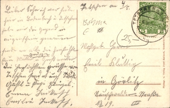 Postcard Chrochvice Krochwitz Podmokly Bodenbach Děčín Tetschen Region Ústí nad Labem, landslide 1914