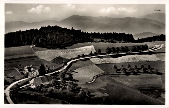 Postcard Schlechtbach Schopfheim in the Black Forest Baden, aerial photograph, Gasthof and Pension Auerhahn