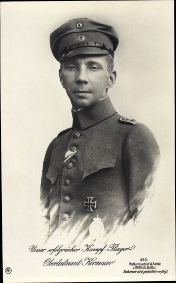 Postcard fighter pilot Oberleutnant Kirmaier, portrait