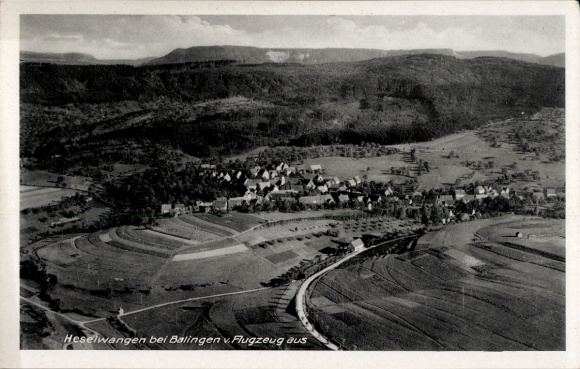 Postcard Heselwangen Balingen in Württemberg, aerial photograph of near Balingen, photo by J. Beck