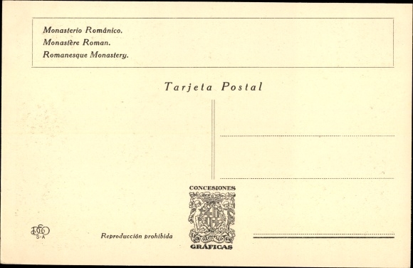 Postcard Barcelona Katalonien Spanien, International Exhibition, Romanesque Monastery