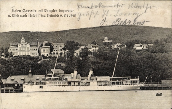 Ak Sassnitz auf Rügen, Dampfer Imperator, Hotel Prinz Heinrich von Preußen