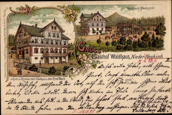 Chromo-Litho Niederneukirch Neukirch in der Lausitz, Gasthof Waldhaus