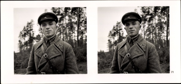 Stereo spatial image photo &quot;The soldiers of the leader in the field&quot;, no. 71, Russ. Officer, demarcation line