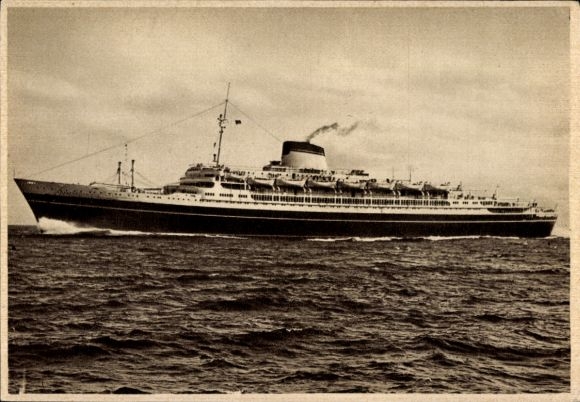 Postcard passenger steamer TN Cristoforo Colombo, TN Andrea Doria, Italia Società di Navigazione