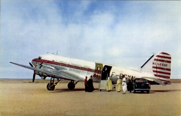 Postcard Algerian passenger aircraft, Douglas DC 3