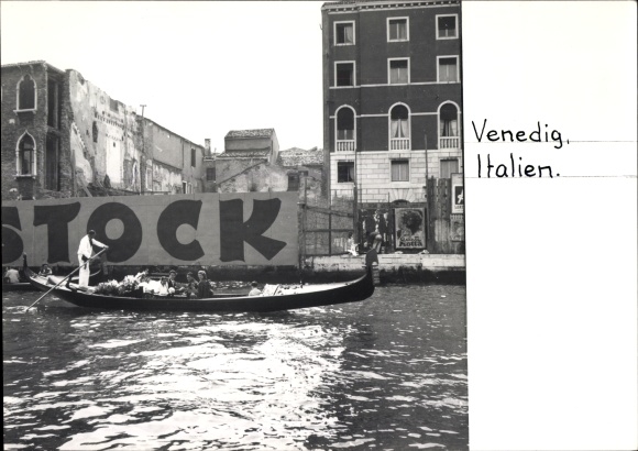 foto Venezia Venetië Veneto, kanaal, gondel, bouwplaats, belettering vloer