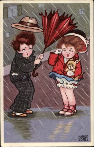 Artist PC Boriss, Margret, man and woman in a storm, rain, Amag 0333