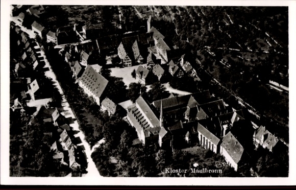 Postcard Maulbronn in Enzkreis Baden Württemberg, aerial photograph, monastery