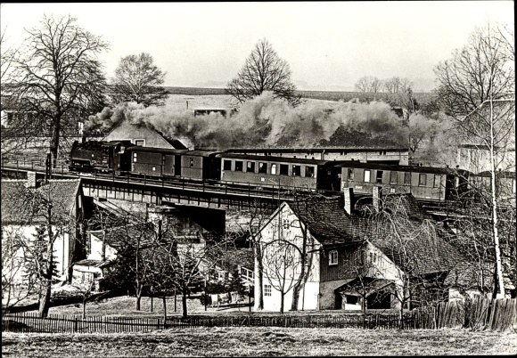 PC Olbersdorf in Saxony, narrow-gauge railway, local crossing, steam locomotive