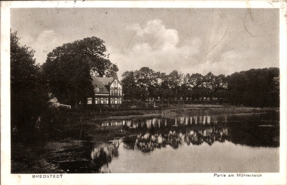 Postcard Bredstedt in North Friesland, part of the mill pond