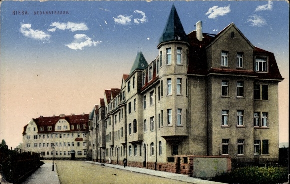 Postcard Riesa on the Elbe Saxony, Sedanstrasse