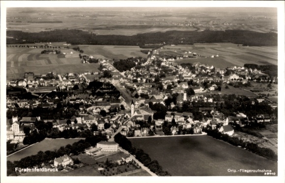 Postcard Fürstenfeldbruck in Upper Bavaria, aerial photograph