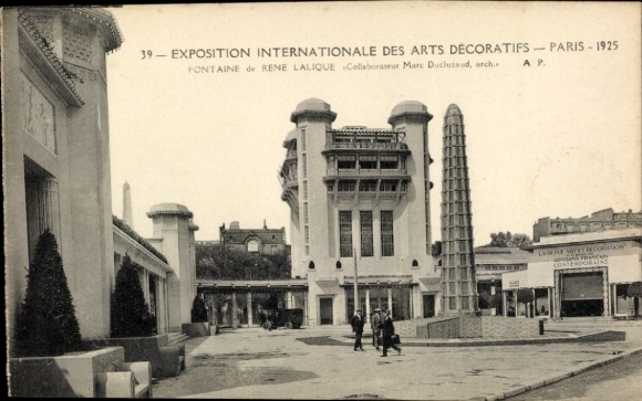 Postcard Paris, Exhibition of Decorative Arts 1925, Fontaine de Rene Lalique