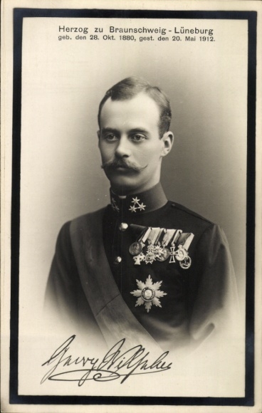 Passepartout Postcard Prince Georg Wilhelm of Hanover, Duke of Brunswick, mourning card 1912