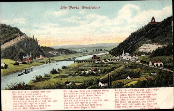 PC Porta Westfalica in North Rhine-Westphalia, Panorama, Weserlied